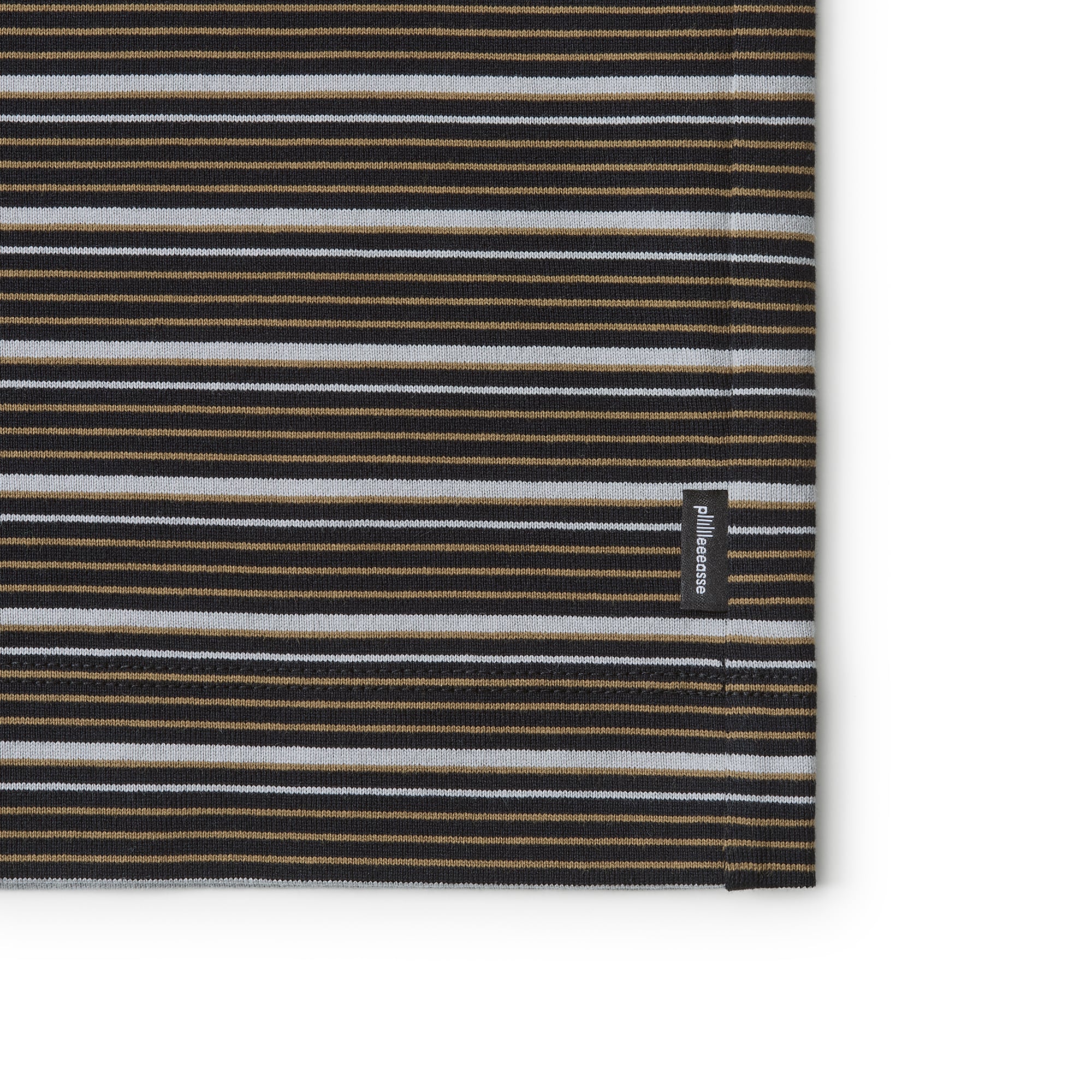 plllllleeeasse binding multi stripe short sleeve pocket tee (BLACK