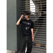VINTAGE ストリート ルビーネックプリントTシャツ T2109