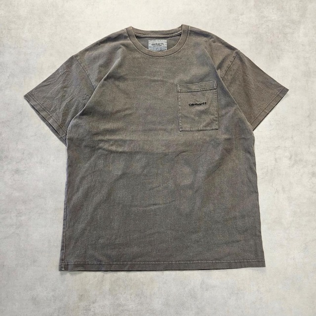 カーハート Tシャツ 古着 胸ポケット ロゴ 刺繍 L グレー 16236