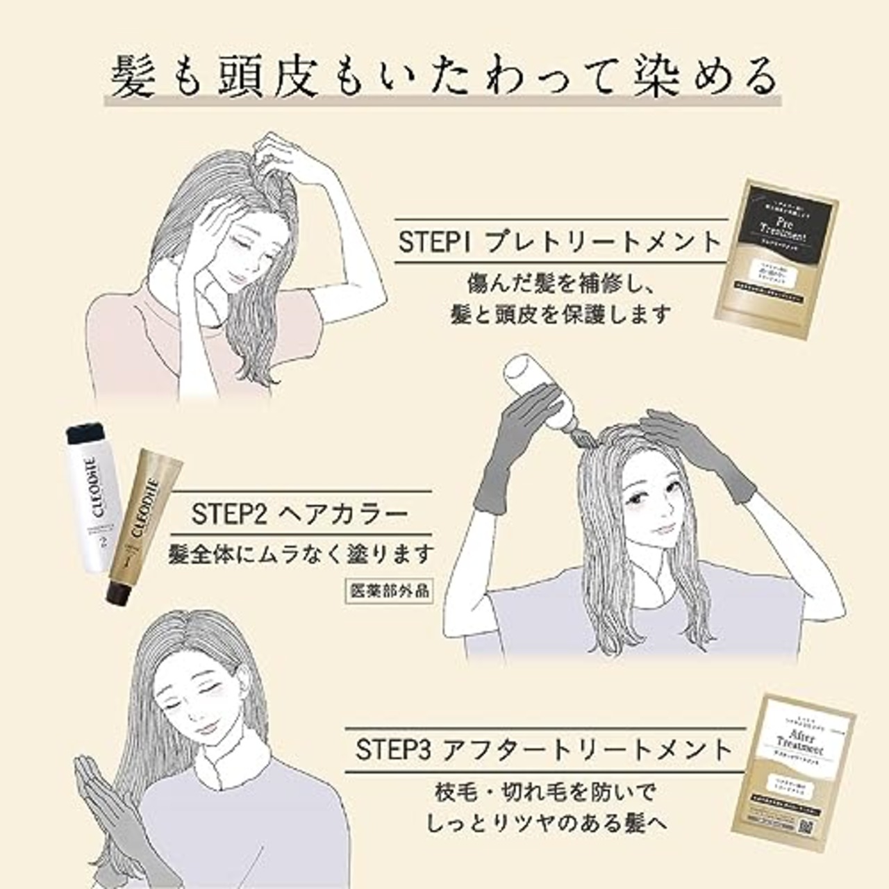 クレオディーテ 白髪染め クリアリーカラー チャイティーベージュ トリートメントつき [医薬部外品]