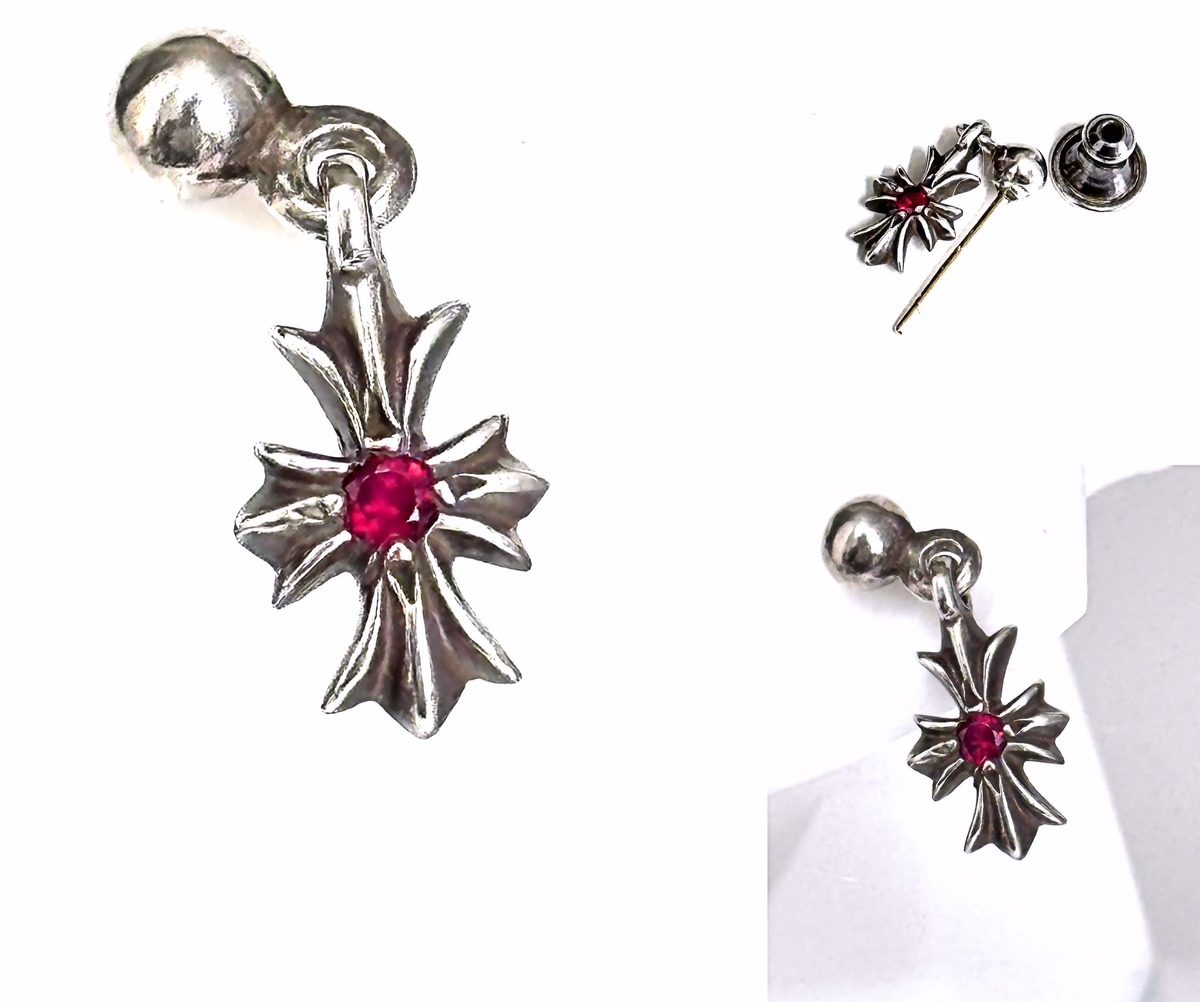 CHROME HEART クロムハーツ タイニー CHプラス ドロップ 2P ルビー 
