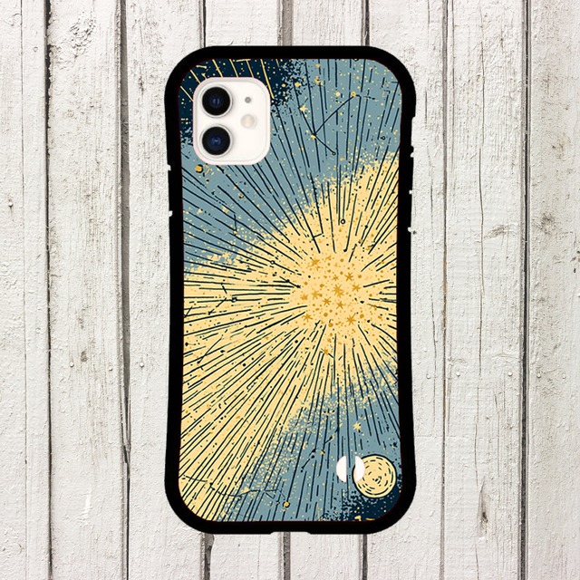 受注生産 iPhoneケース 黄金の放射太陽星図｜天体図風 STAR042A