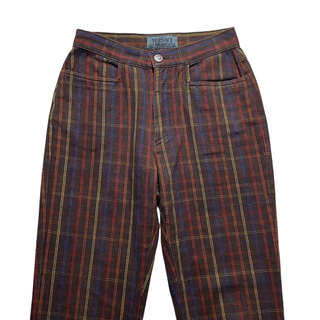 vintage VERSACE JEANS COUTURE plaid pattern color denim pants