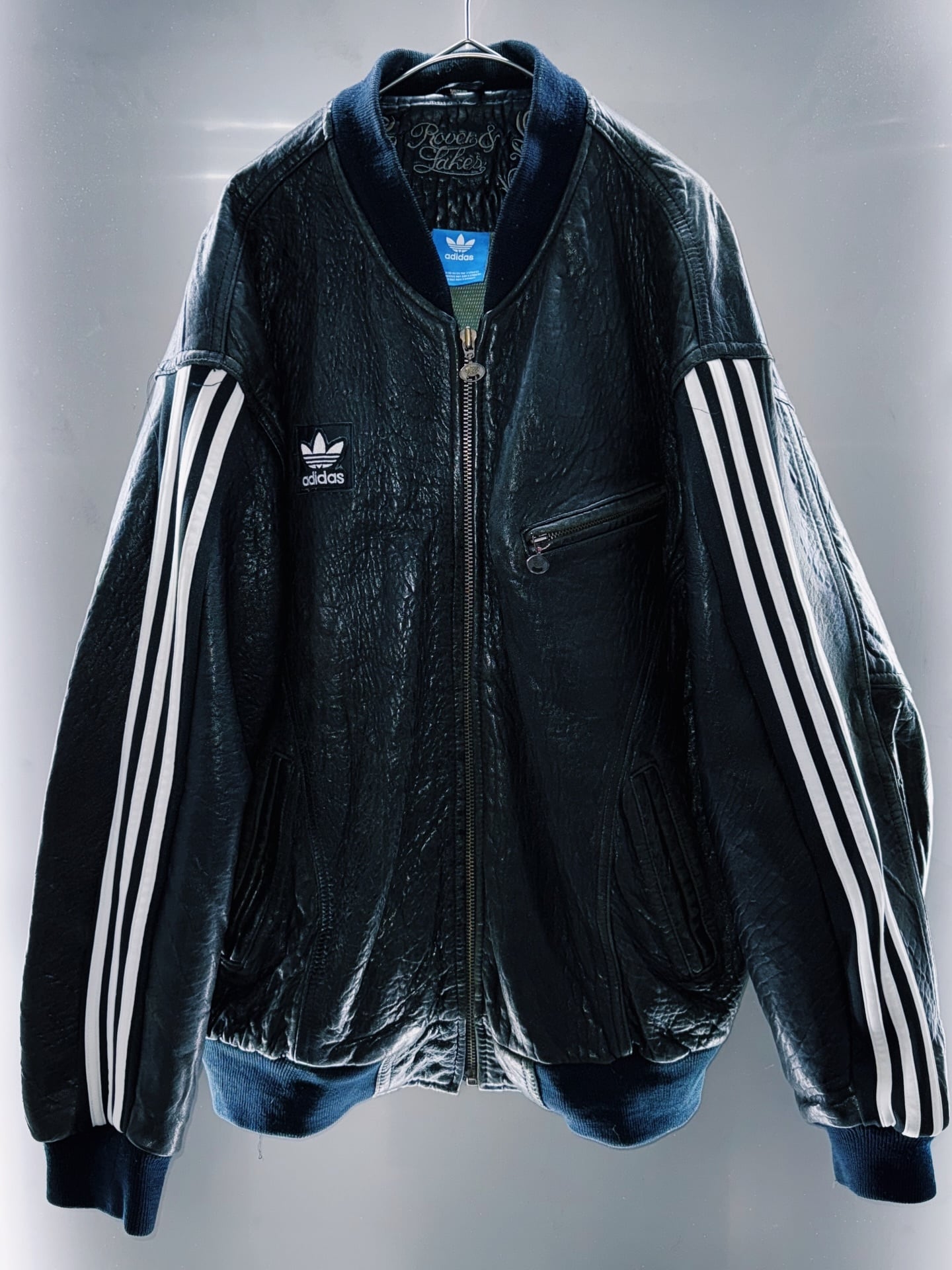 special “original re:make” vintage adidas × vintage leather jacket three stripe edition