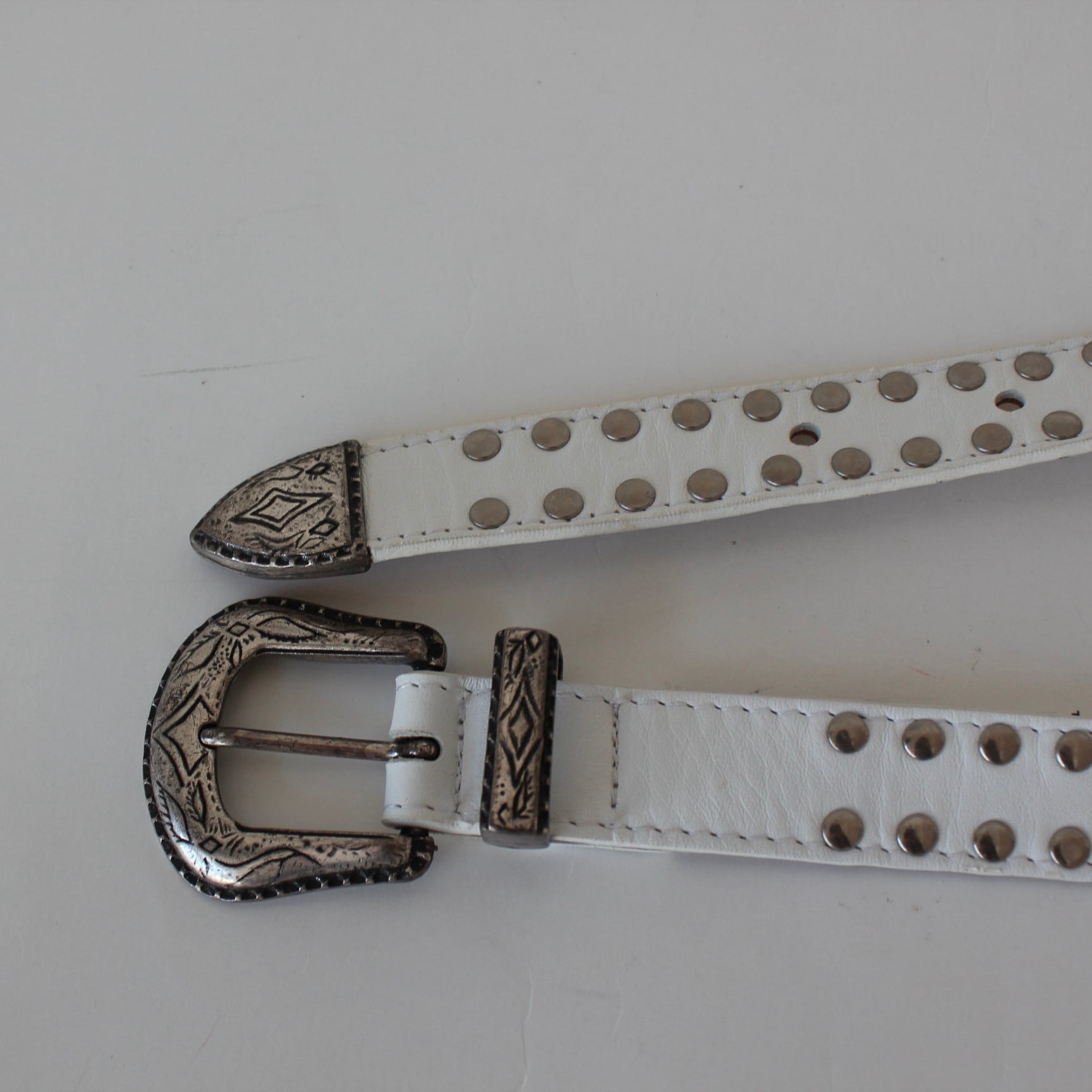 NANNi】ナンニ レザースタッズベルト Italy NANNI ナンニ ホワイト
