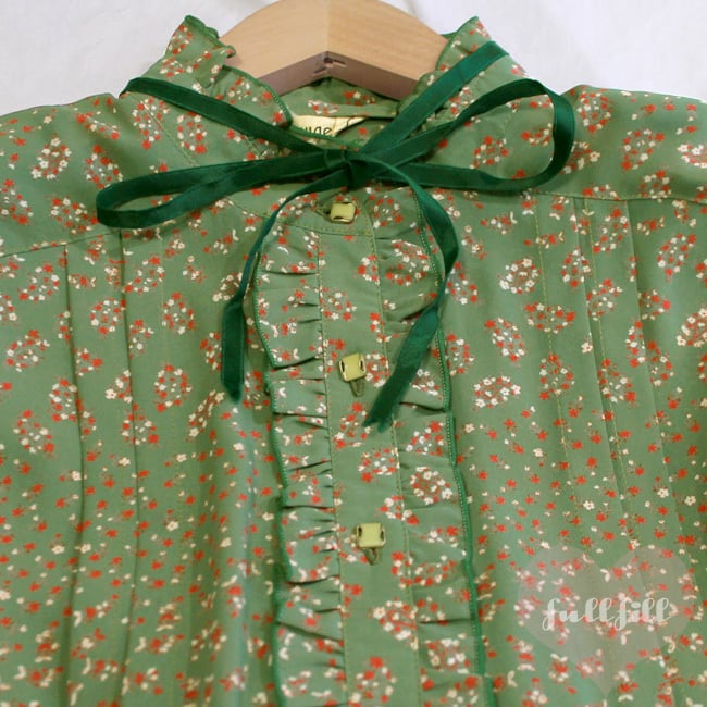 vintage ミントグリーン キルティング花刺繍 ロングワンピース