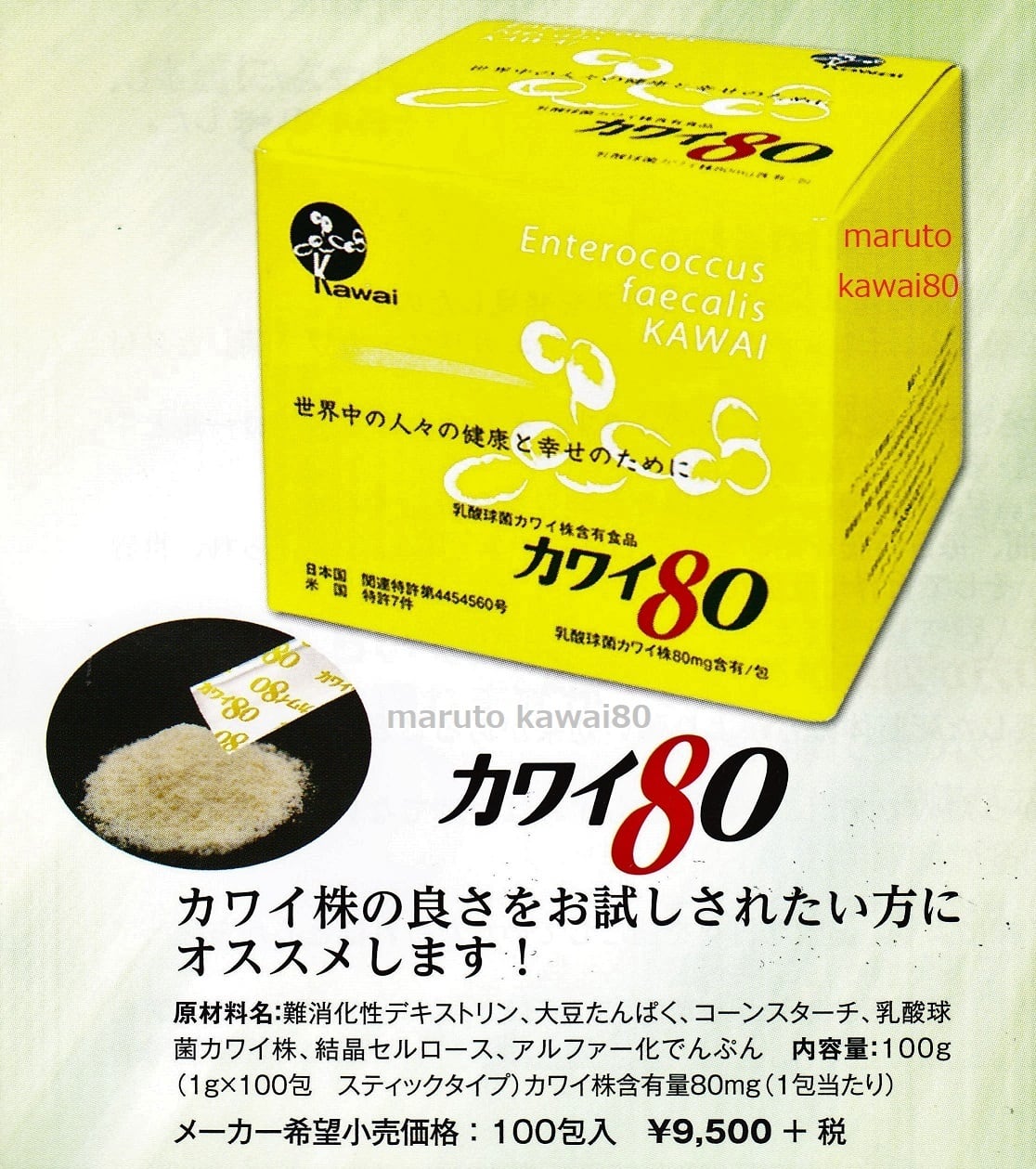 カワイ80(1箱・100包)乳酸球菌カワイ株 | ヘルスワン カワイ80(1箱・100包)乳酸球菌カワイ株 | ヘルスワン