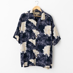 Cotton Rayon Aloha Shirt Navy