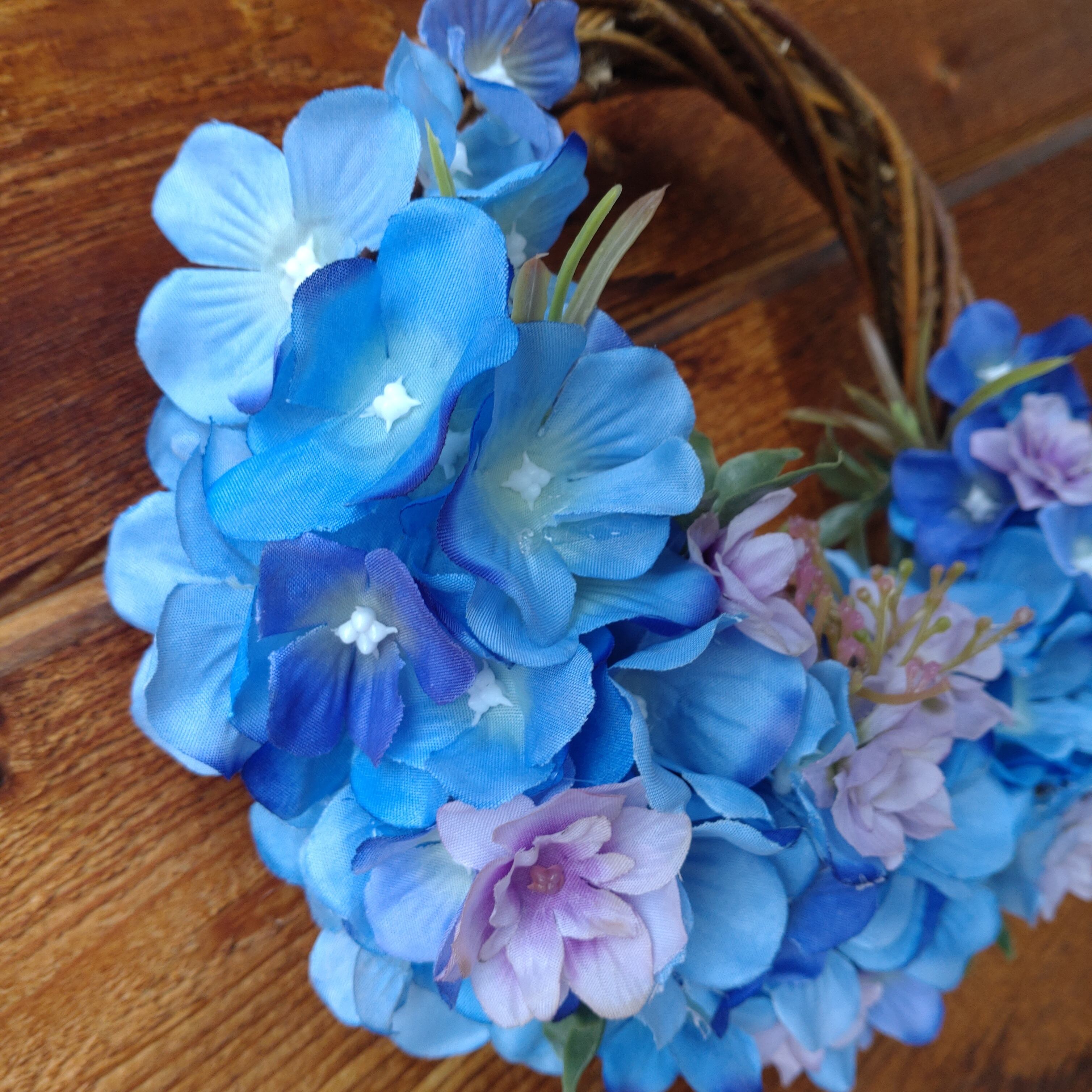 フラワーリース 紫陽花（あじさい）クレセント｜造花・アーティ