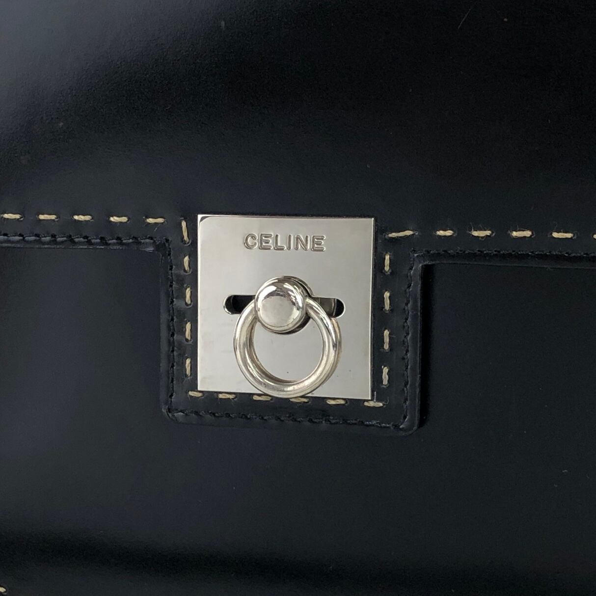 CELINE セリーヌ ショルダーバッグ ブラック ガンチーニ レザー