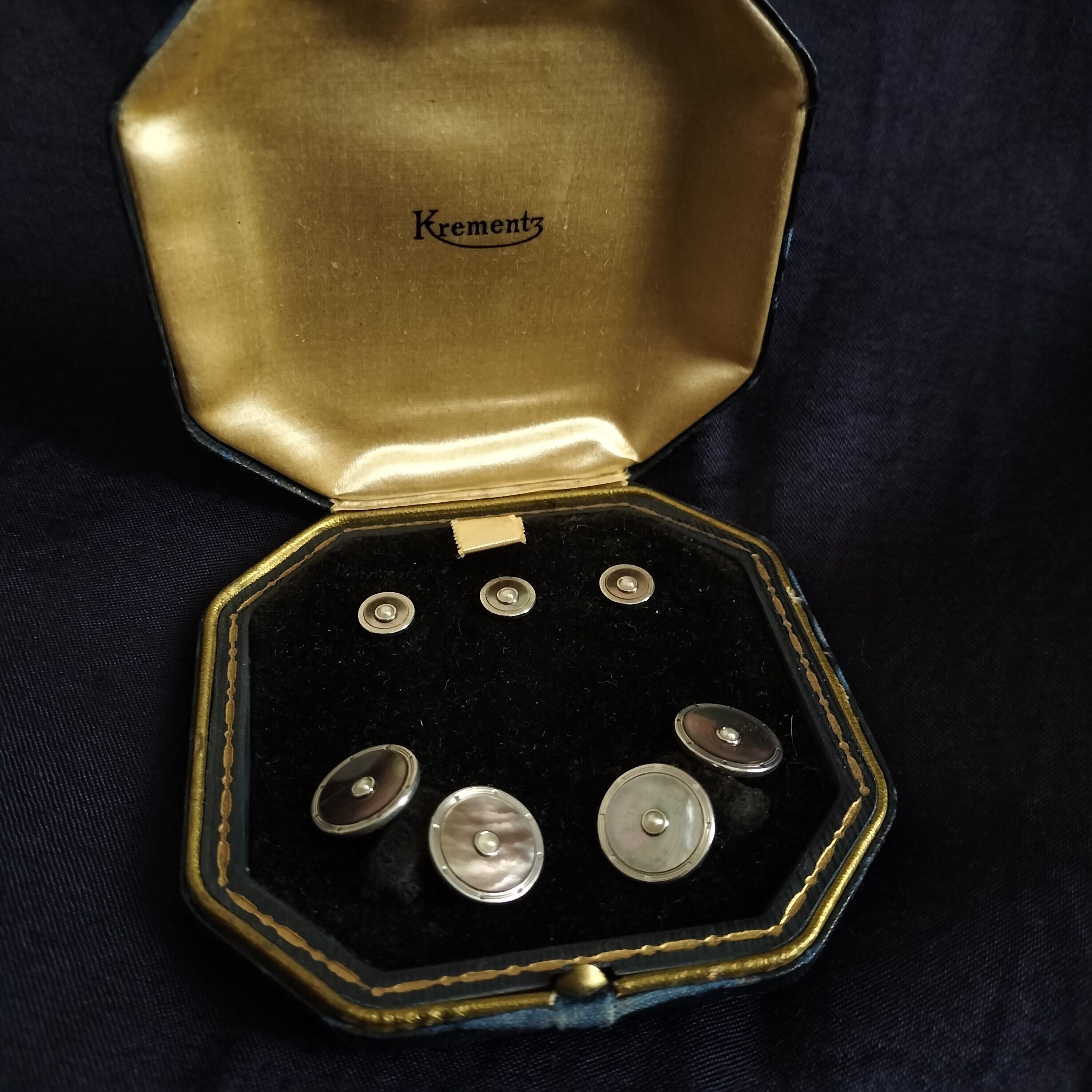 Vintage Art Deco Krementz MOP Cufflinks and Studs Set (2)