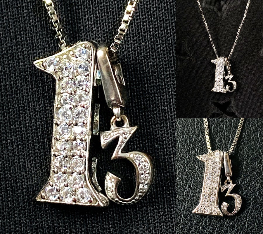 美品 NOMBRE ノンブル ナンバー13 ネックレス ペンダント K18 WG 0.03ct ダイヤモンド チャーム 1 3 重ね付け 男女 ゆきざき