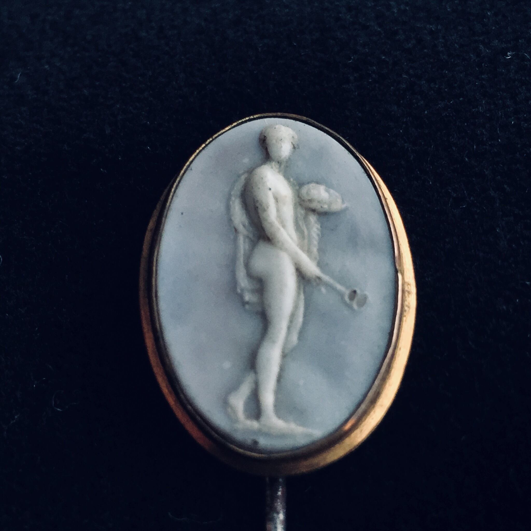 Antique Hermes Cameo Cravat Stick Pin
