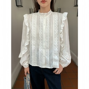 Cotton bubble sleeve blouse