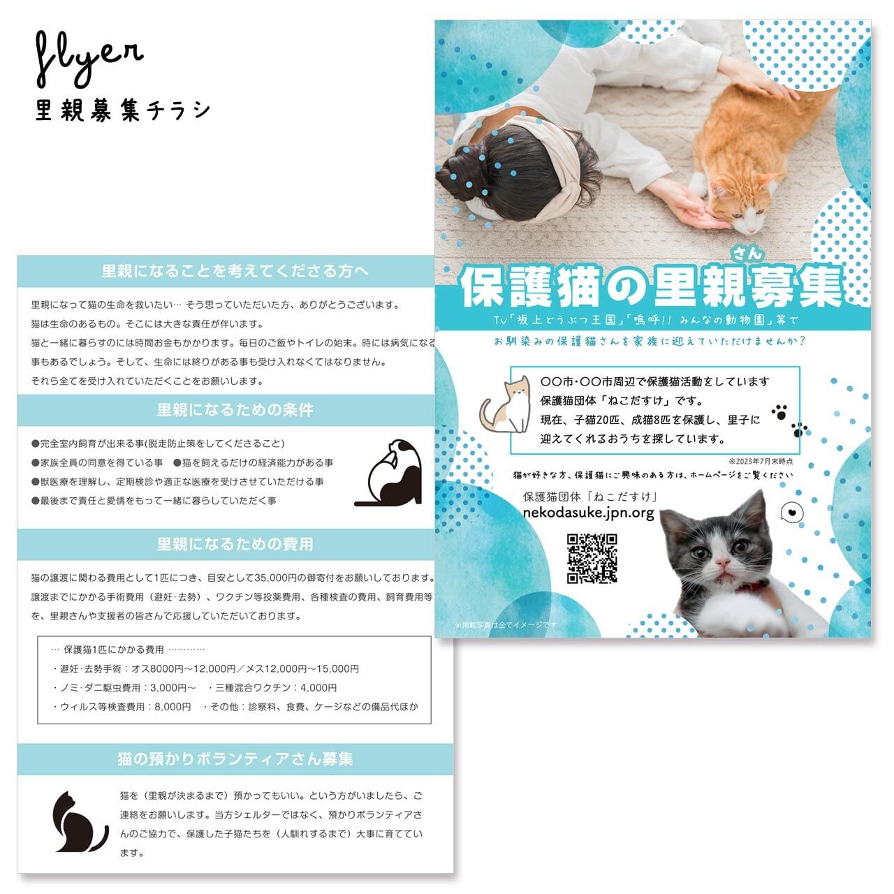 里親募集チラシお作りします！（保護猫団体さま用）ネットにアクセス