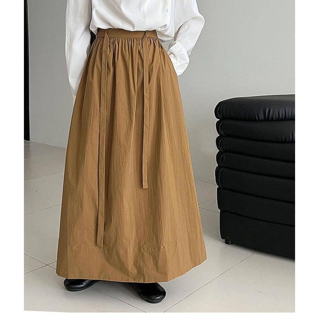 waist tie A-line skirt