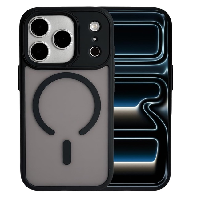 MagSafe対応 iPhone17 Pro 用 ケース マグネット搭載 マットさらさら ブラック 438-msmt-bk