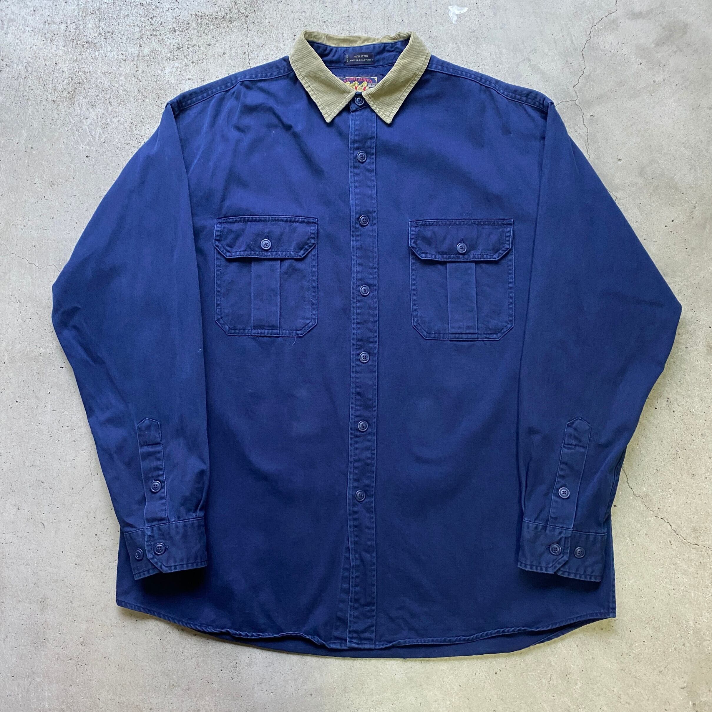 80年代 CHAPS Ralph Lauren コットンツイル 長袖シャツ メンズXL 古着