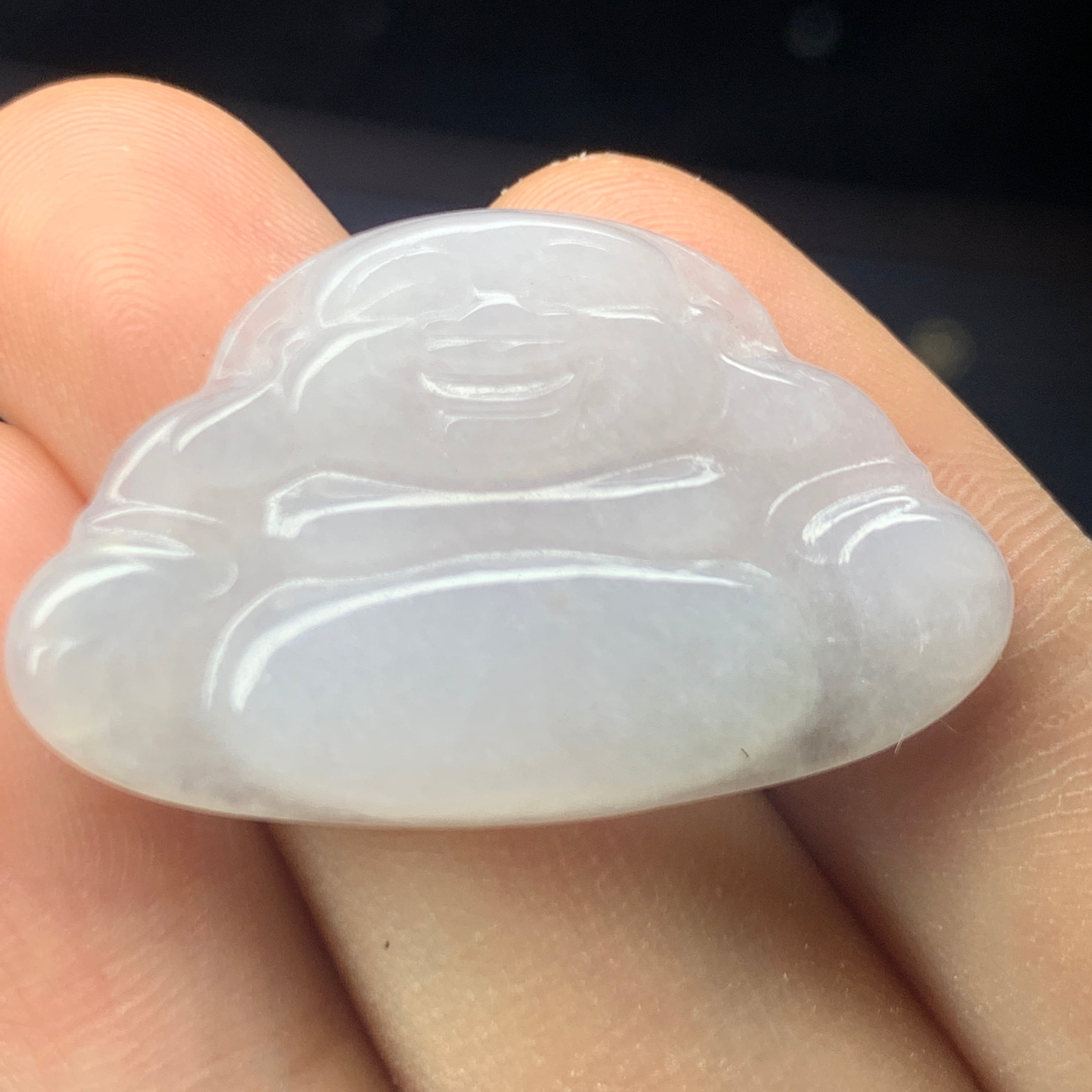 ミャンマー翡翠アイス白ヒスイ布袋様