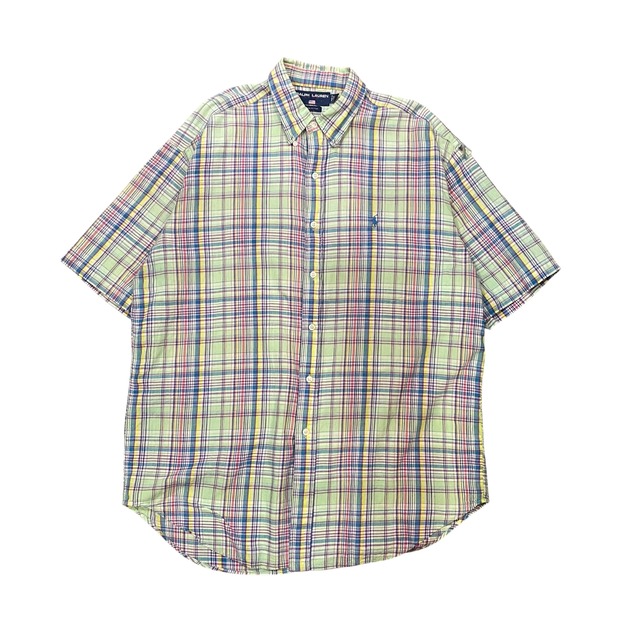 【古着】 POLO RALPH LAUREN Check Half Sleeve Shirt（Green）