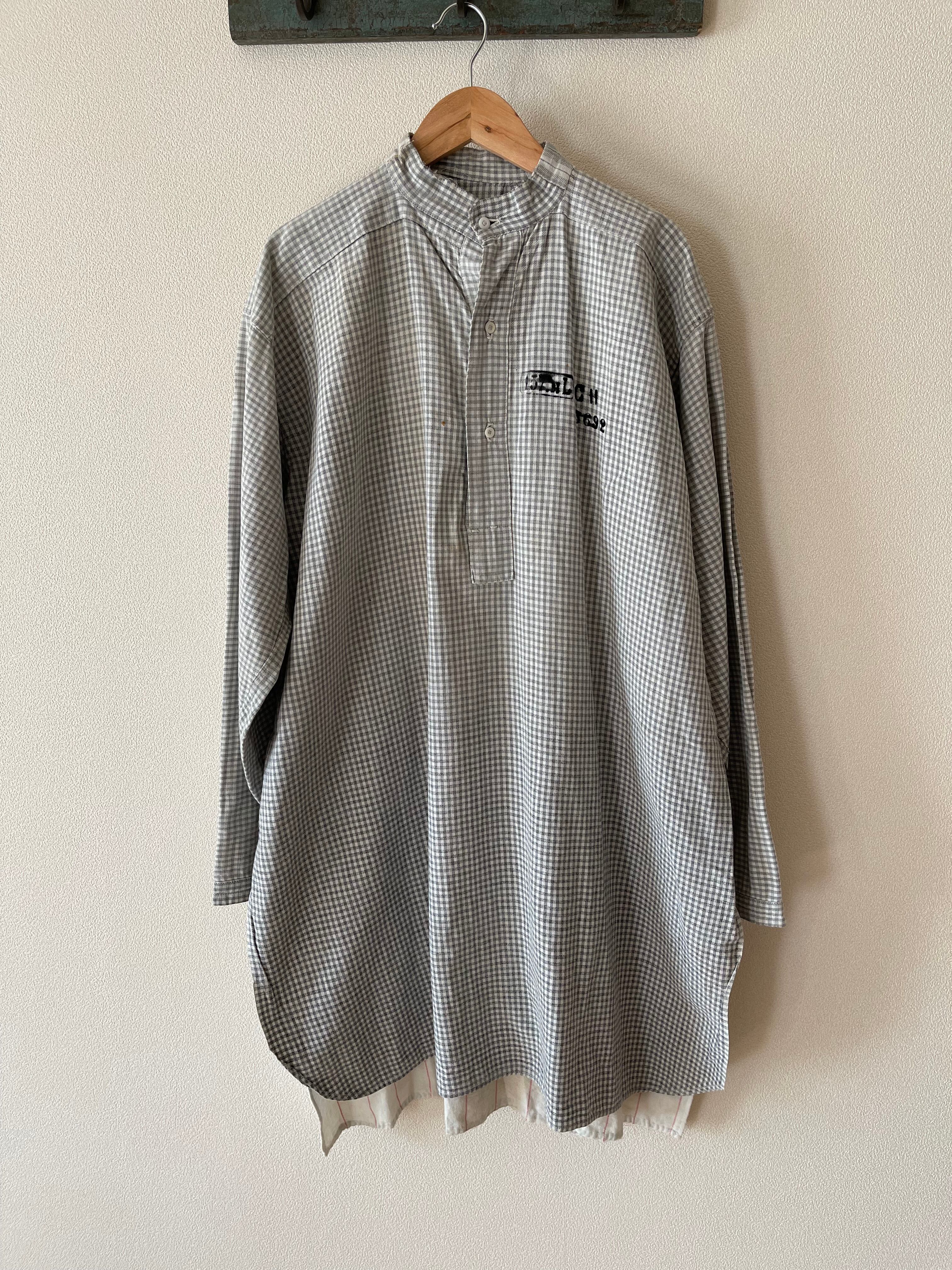 French vintage civilian gingham check shirt