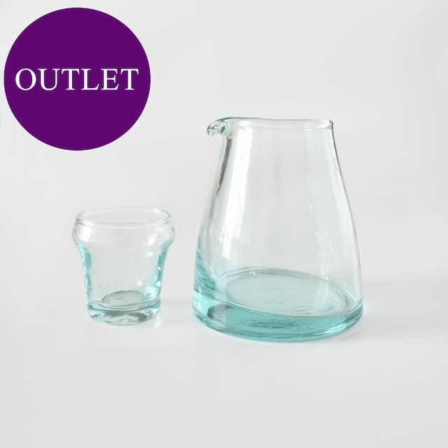 【OUTLET・ランクB】モロッコガラス カラフェ ミニグラス付き S