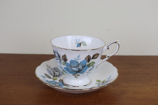 パラゴン　ブルーミスト　カップ＆ソーサ　デュオ　PARAGON　BLUE MIST　バラ　青　イギリス　ヴィンテージ　食器　L94