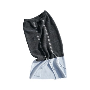 【YUKI SHIMANE】Hand Stitched Slit Knit skirt (Gray)