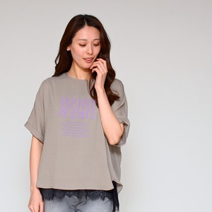 【上質な日本製】  フハク梨地・反転ロゴTシャツ ‐ LEF-2620 グレージュ ‐