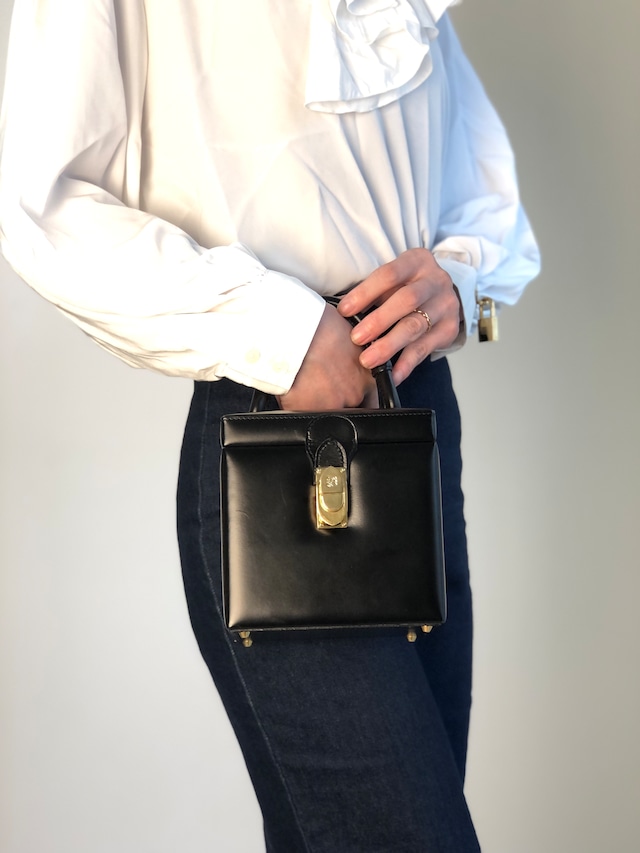 LOEWE ロエベ ハンドバッグ ブラック ロゴ フロントロック レザー ミニバッグ バニティバッグ vintage ヴィンテージ オールド ttbuhr