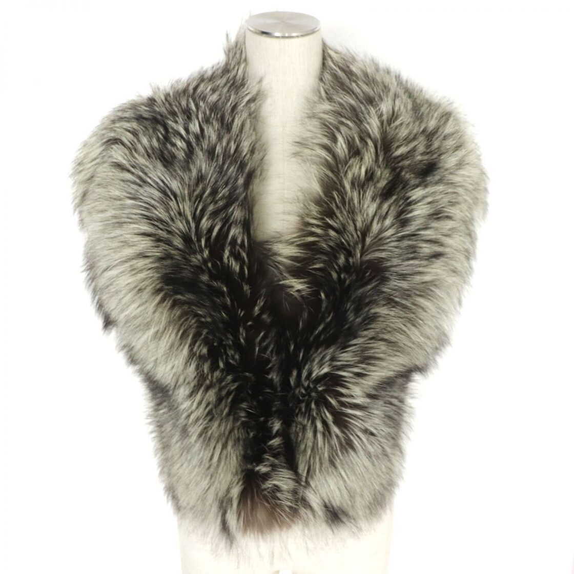 極美品▽EMBA エンバ FOX シルバーフォックス 本毛皮大判ショール 