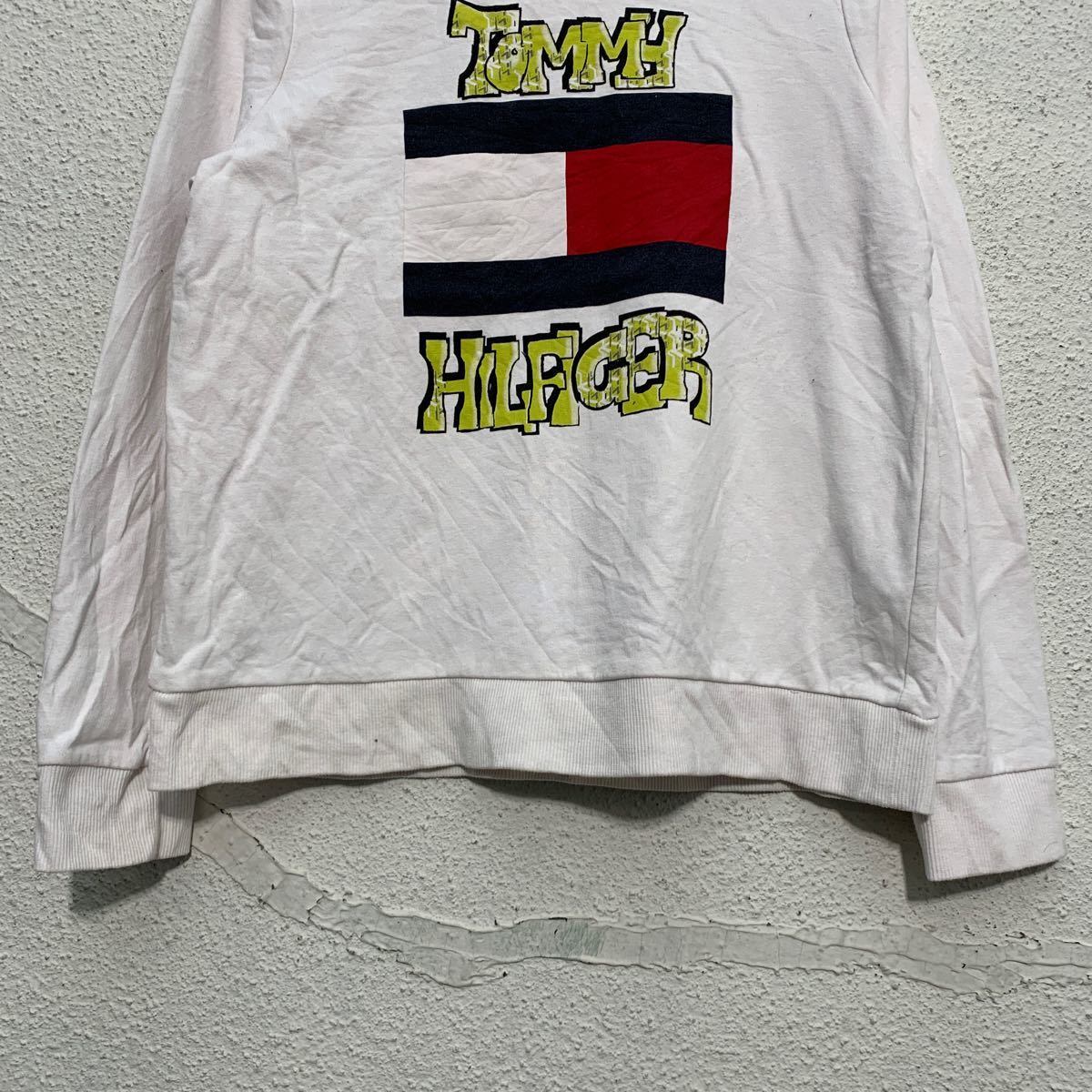 TOMMY HILFIGER プリント スウェット トレーナー M ホワイト トミー