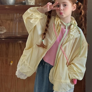 春レース裾イエロージャケット