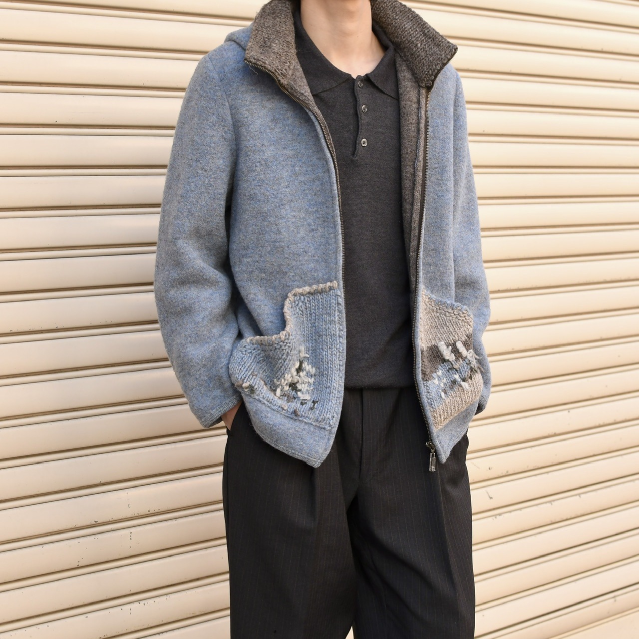 embroidery design wool zip up foodie