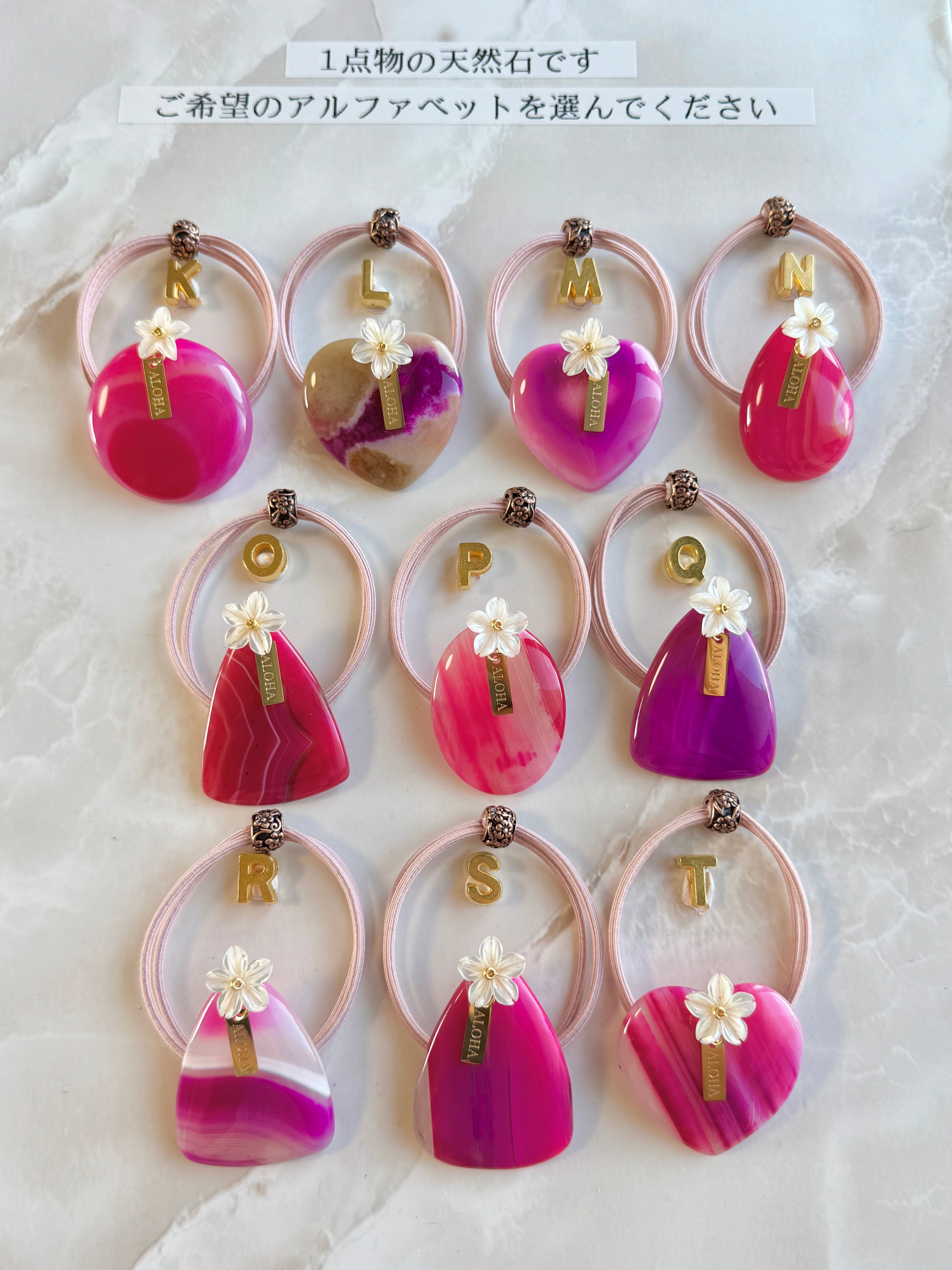 Pink agate×Plumeria hair accessory(ピンクアゲート瑪瑙天然石