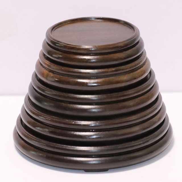 無垢黒檀製 丸底座 内径6〜14cm 高さ2.5cm