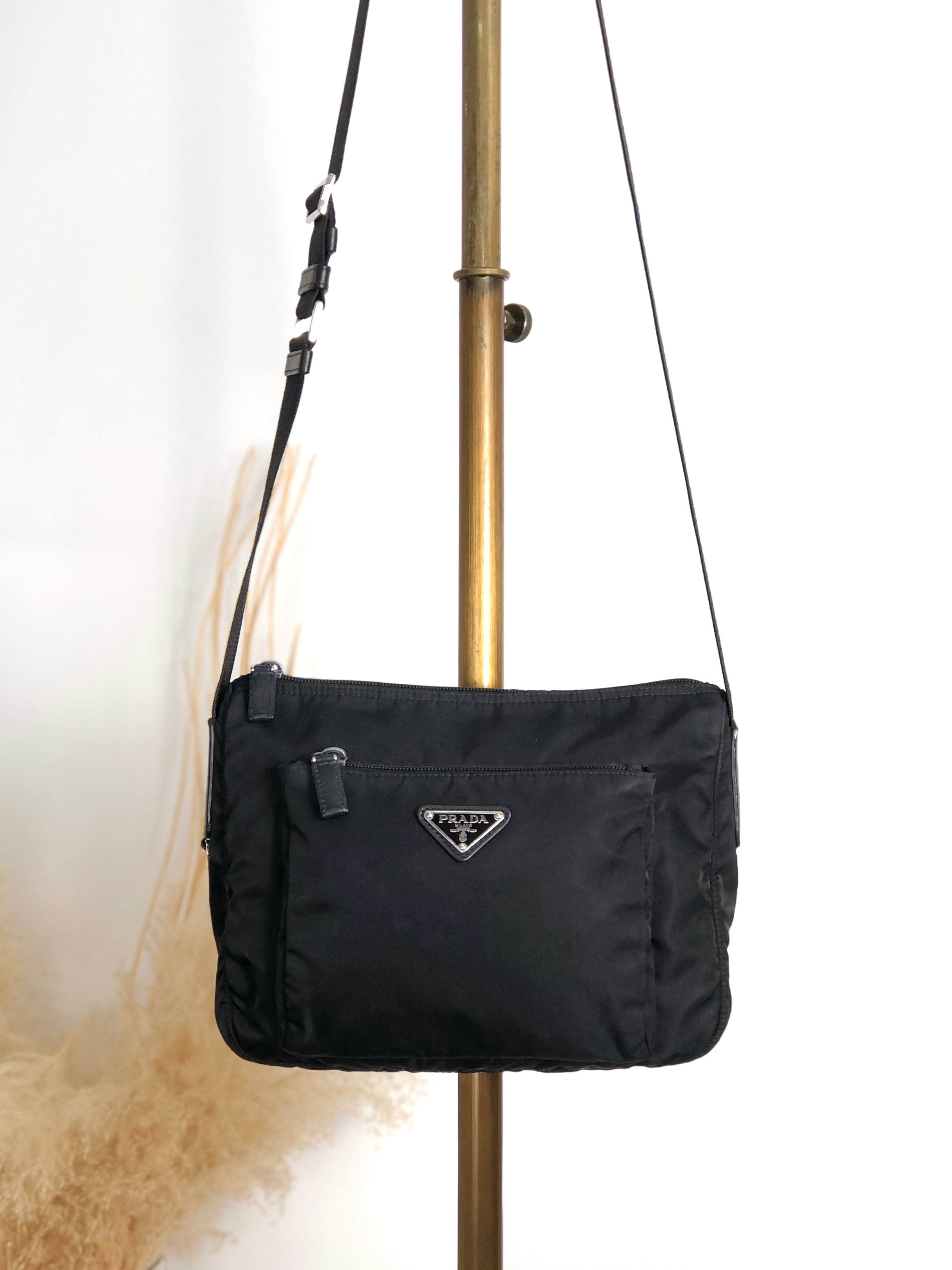 PRADA プラダ ショルダーバッグ ブラック トライアングル ナイロン vintage ヴィンテージ オールド 2efb6d