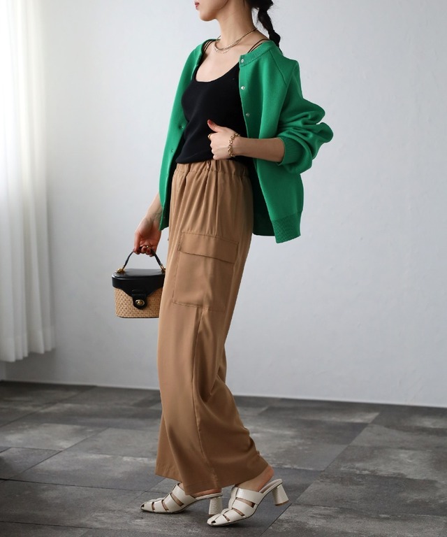 サテンジョーゼットイージーカーゴパンツ