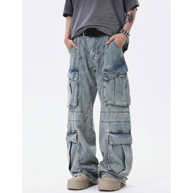 【DRIP5360】D/B Hard Washed Multipocket Denim