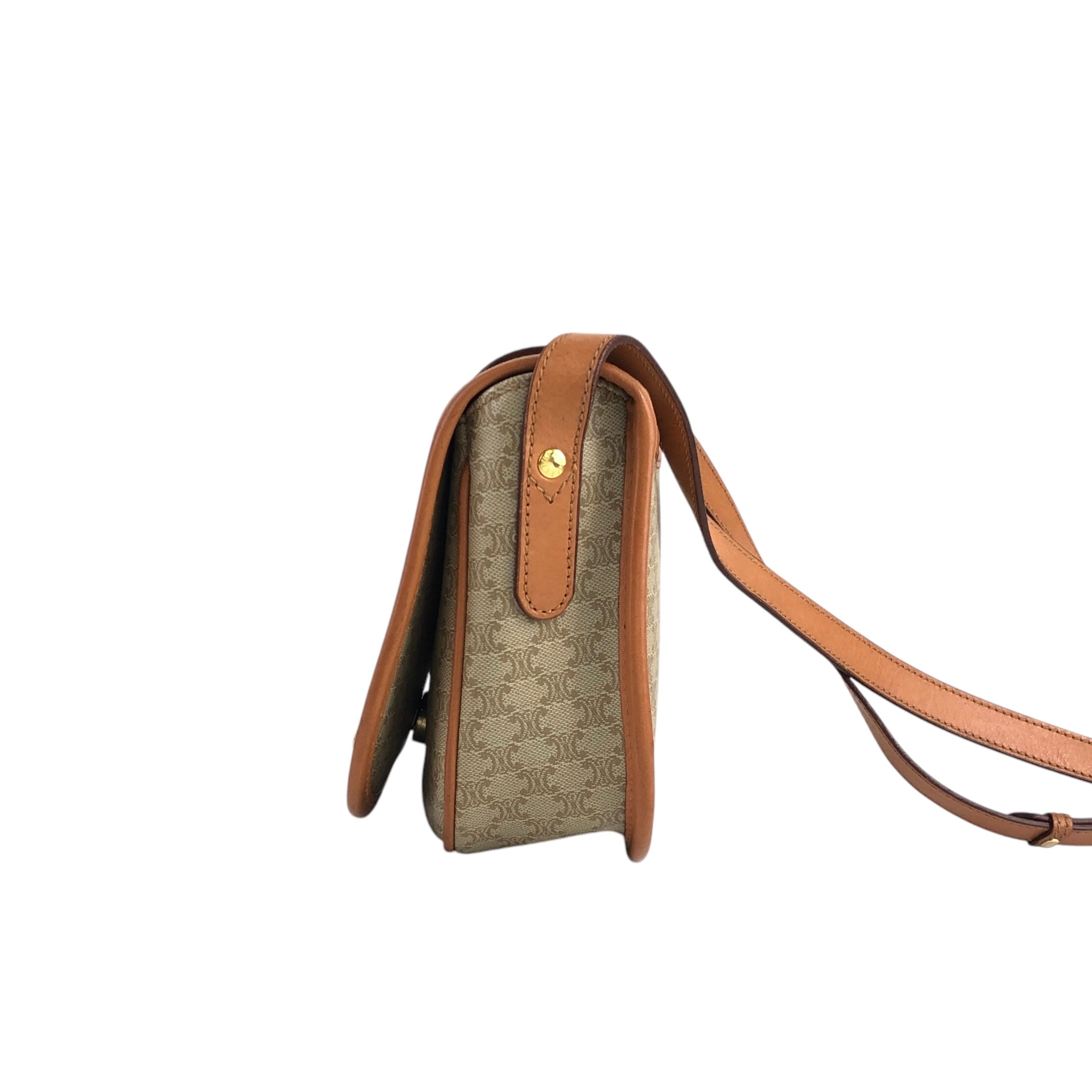 CELINE セリーヌ マカダム ショルダーバッグ ベージュ フロント