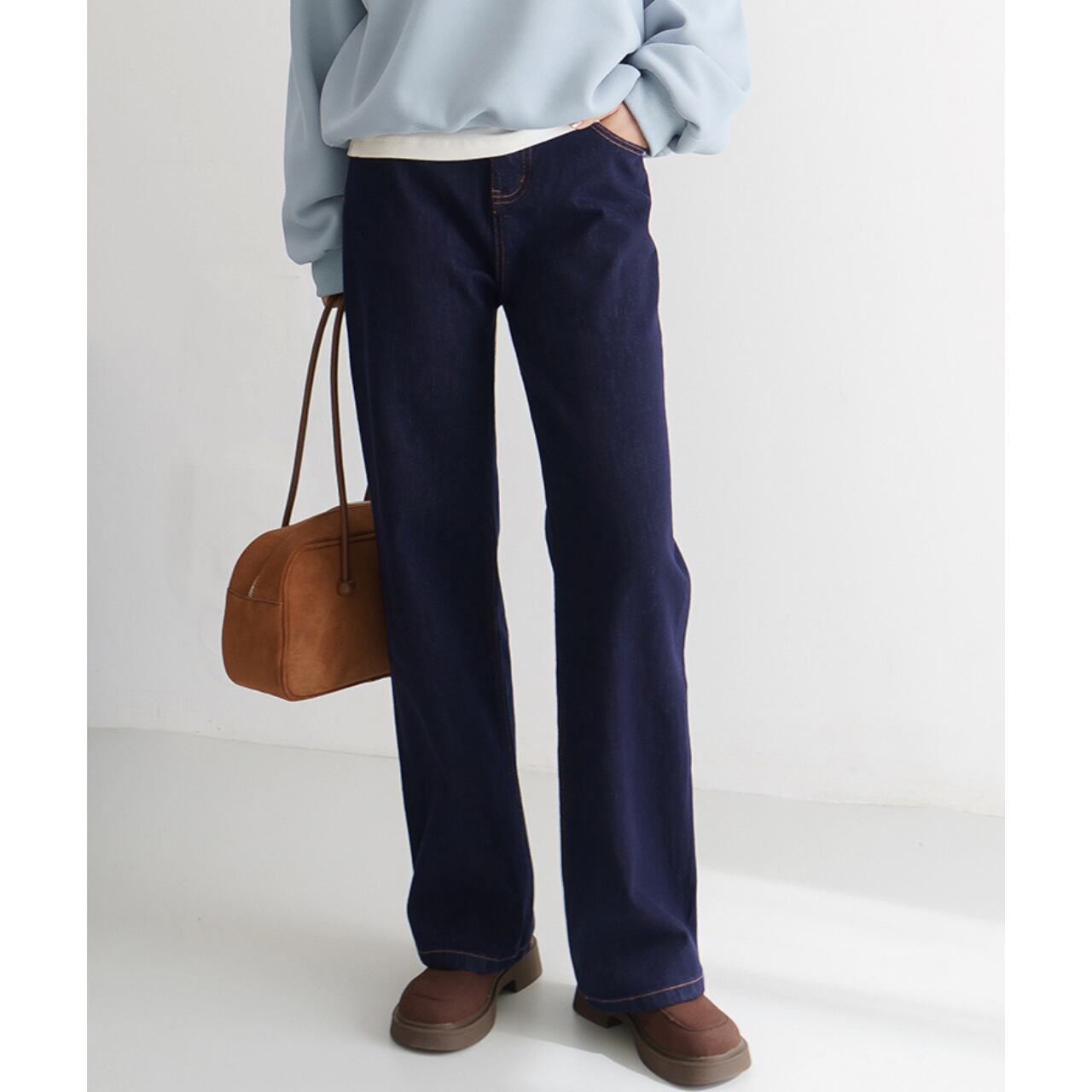 ハイウエストストレートジーンズ a0041
