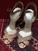 2000000003597 Salvatore Ferragamo PYSON LEATHER HEEL SANDALS MADE IN ITALY/サルヴァトーレフェラガモパイソンレザーヒールサンダル