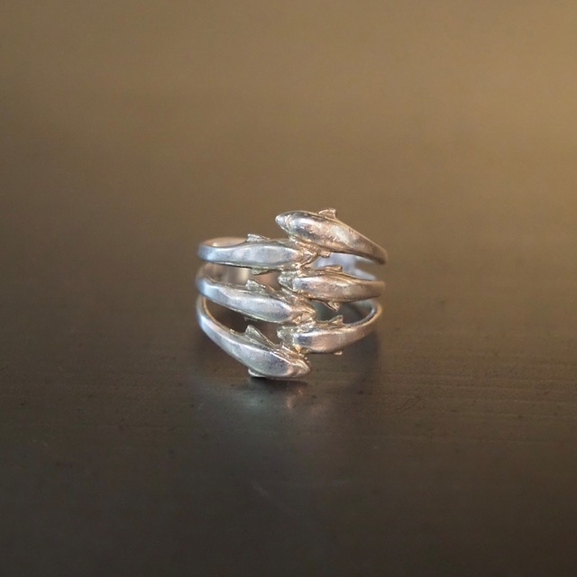 Silver925 Pod Of Dolphins Ring 14号 4.3g Unisex シルバー ドルフィンリング
