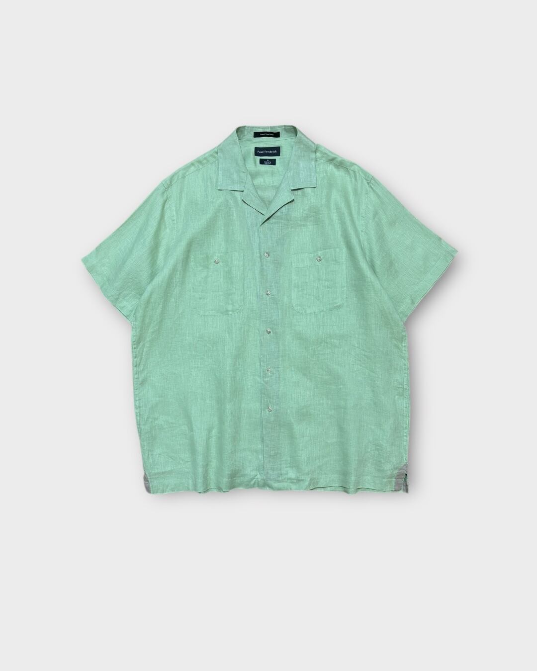 【Used】“Paul Fredrick” Linen Open-Collar Shirt - Light Green