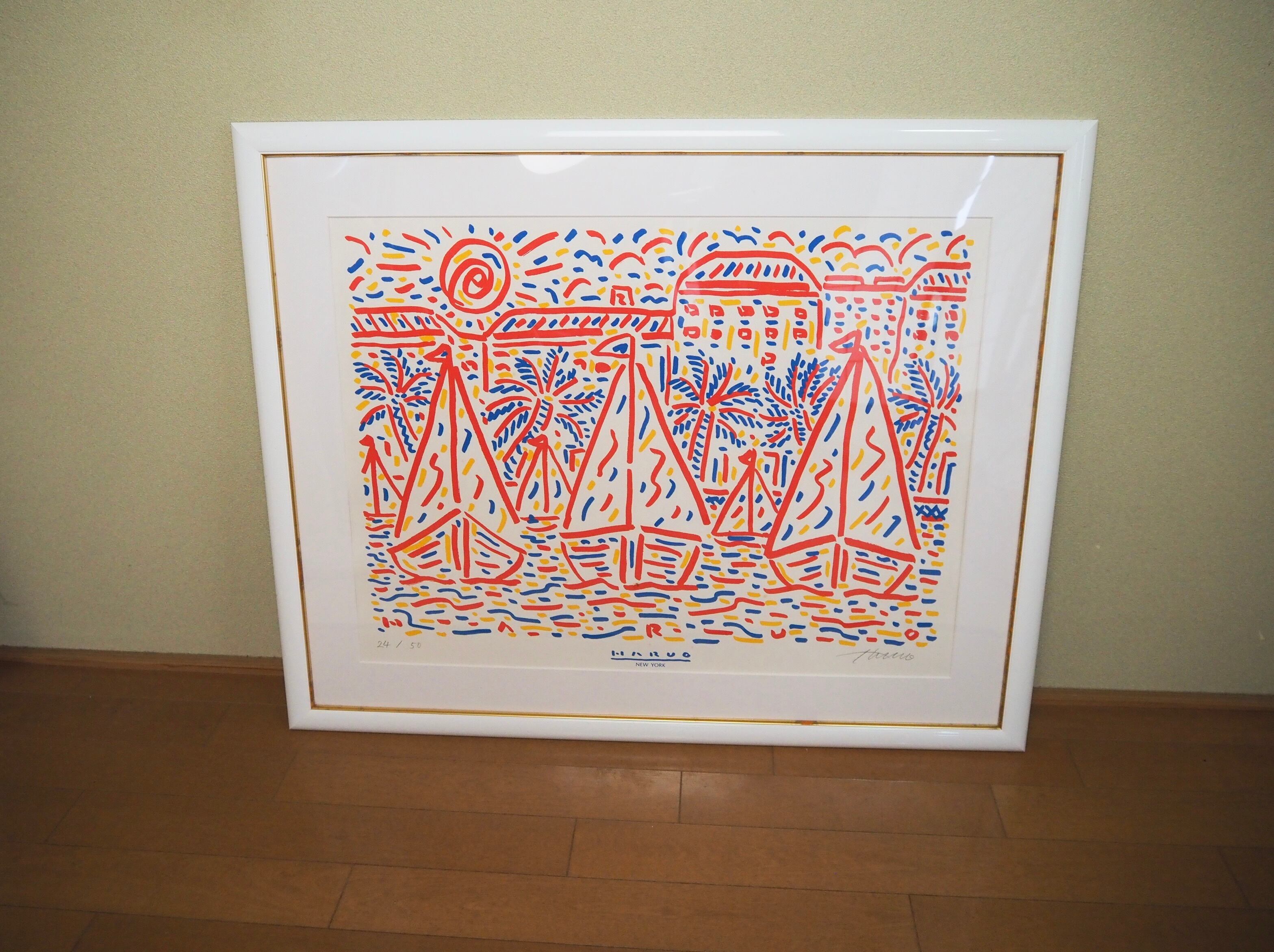 ジョン・ポーウェル「ブルーヒルベイ」大判シルクスクリーン 遠 直筆  