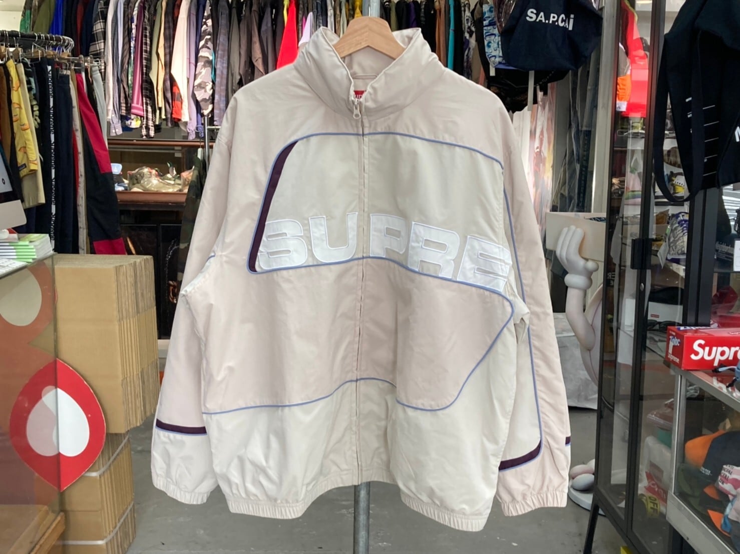 Supreme 21AW S Paneled Track Jacket Beige LARGE 140KI9408 | BRAND 