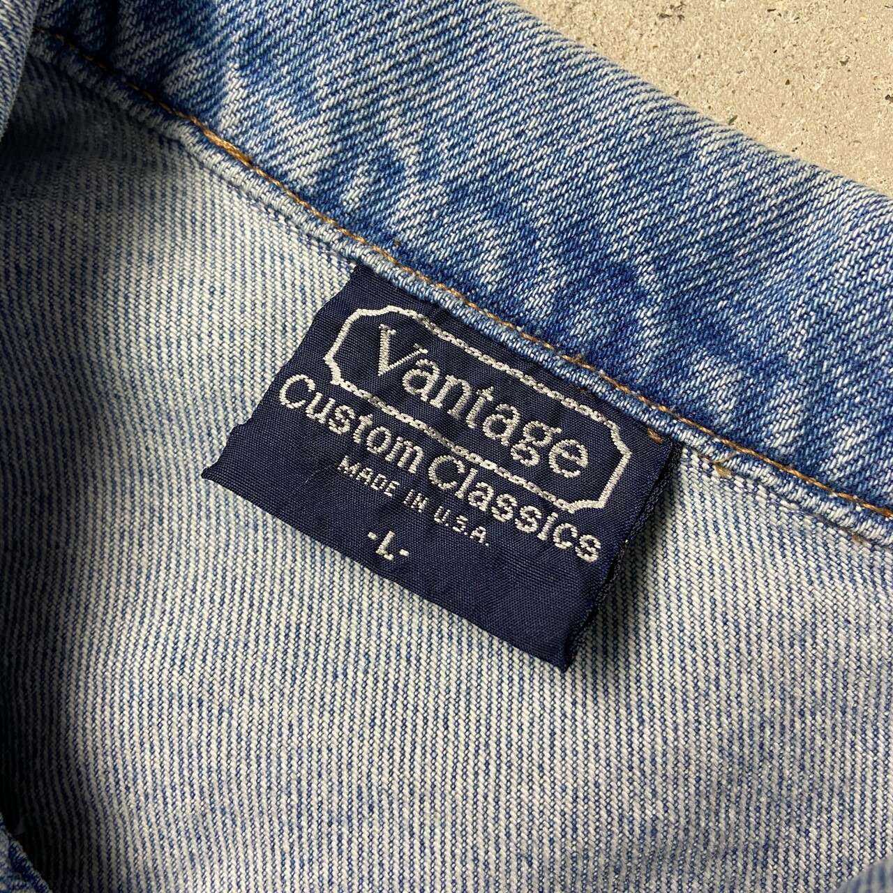 90年代 USA製 VANTAGE デニムジャケット 企業ロゴ刺繍 メンズXL相当 