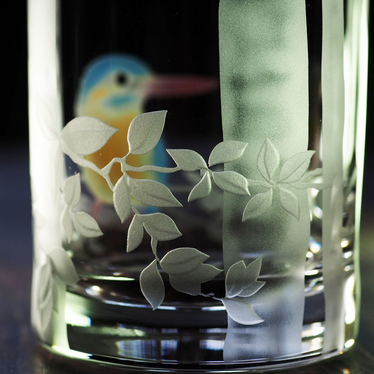 クリスタルロックグラス「彩色かわせみ」2種 | 「硝子のおくりもの記念