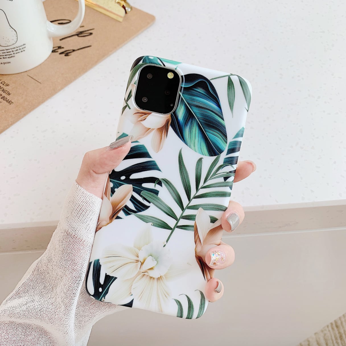 ボタニカル◎ナチュラル フラワー リーフ おしゃれ iphone アイフォンケース スマホケース 2color ND-14099