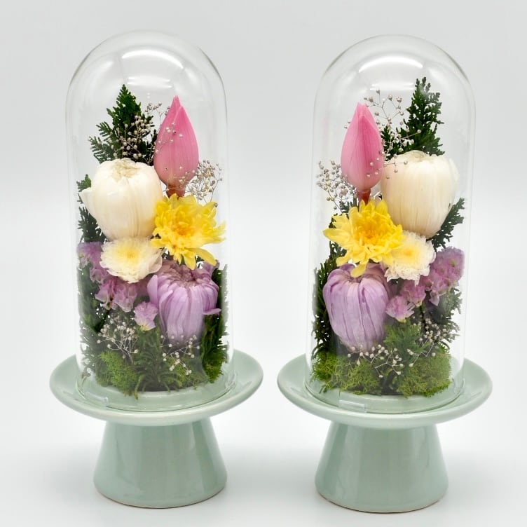 プリザーブドフラワー仏花 ガラスドーム 箱付き Mille Fleurs ミルフルール プリザーブドフラワー仏花 ガラスドーム 箱付き Mille Fleurs ミルフルール